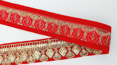 Velvet Embroidered Sequins Trim Indian Sari Border, Sequin Trimming, Sequinned Lace